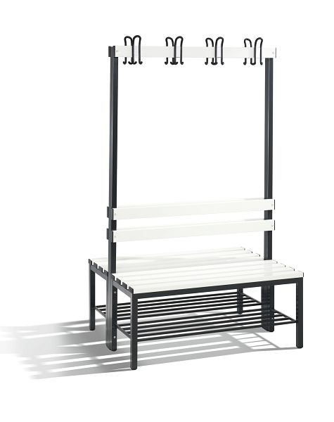 C+P Garderobenbank doppelseitig Basic, H1650xB1000xT750mm, Reinweiß, 8050-210 S10038
