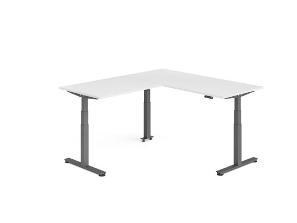 Hammerbacher Sitz-Steh-Winkeltisch 200x180cm Weiß/Graphit, VXDSMW1912/W/G