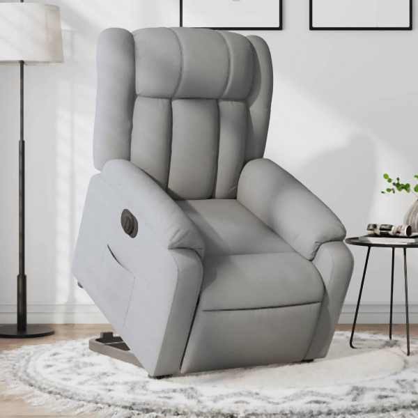 vidaXL Relaxsessel mit Aufstehhilfe Elektrisch Hellgrau Stoff, 3205340