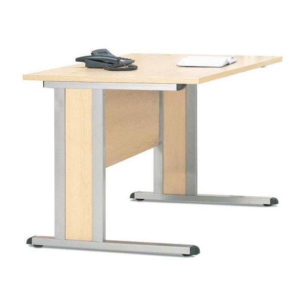 Deskin Schreibtisch Basic MULTI M, Ahorndekor, Gestell Alusilber, B 1200 x T 800 x H 740 mm, 212814