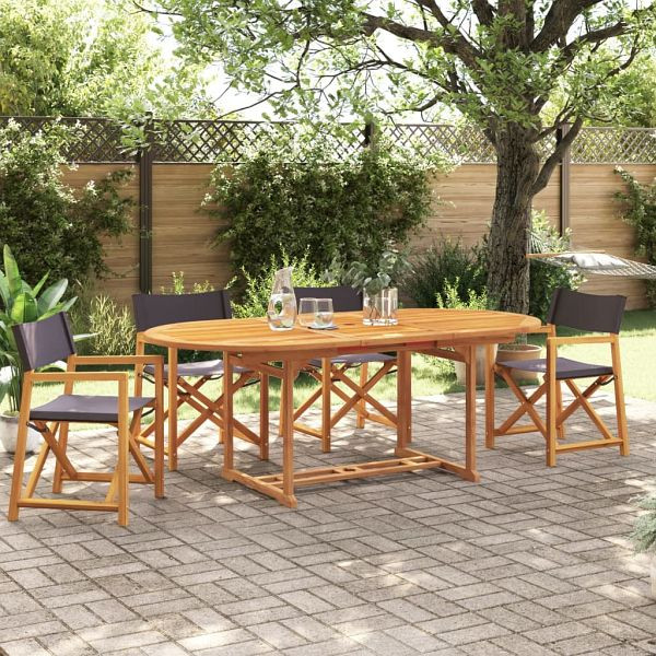 vidaXL Klappbare Gartenstühle 4 Stück Dunkelgrau Stoff, 3208919