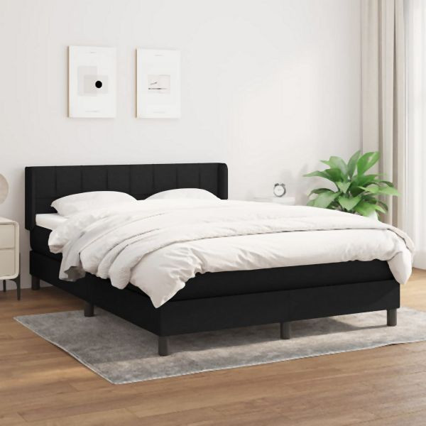 vidaXL Boxspringbett mit Matratze Schwarz 140x200 cm Stoff, 3129715