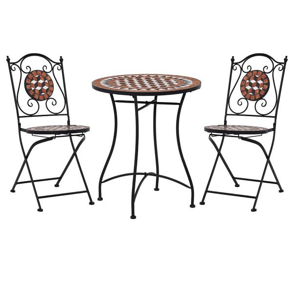 vidaXL 3-teilig Bistro-Set Mosaik Keramik Terrakotta, 279689