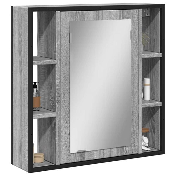 vidaXL Bad-Spiegelschrank Grau Sonoma 60x16x60 cm Holzwerkstoff, 842429
