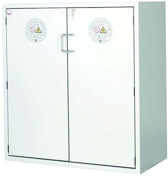 asecos Sicherheitsschrank S-PEGASUS-90, S90.129.120.WDAC in lichtgrau RAL 7035 mit 2x Auszugswanne Standard (Edelstahl), 30123-001-30169