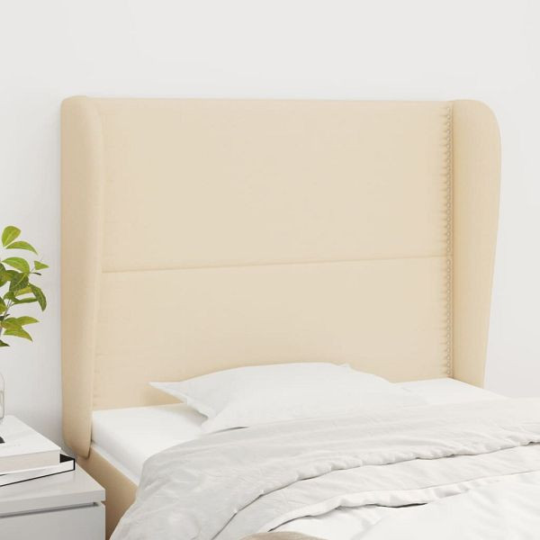 vidaXL Kopfteil mit Ohren Creme 93x23x118/128 cm Stoff, 3117803