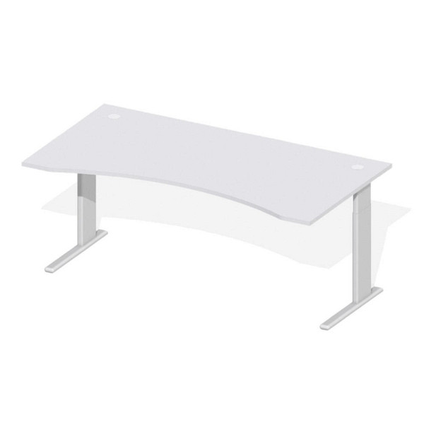 Deskin Schreibtisch Comfort M MULTI M, Dekor lichtgrau, Gestell Alusilber, B 1800 x T 950/800/950 x H 640 - 820 mm, 220230