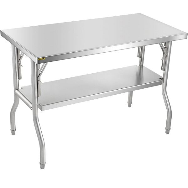 VEVOR Edelstahltisch Küchentisch Arbeitstisch 122x61cm Klappbar Höhenverstellbar, CFGZT48X24YC00001V0