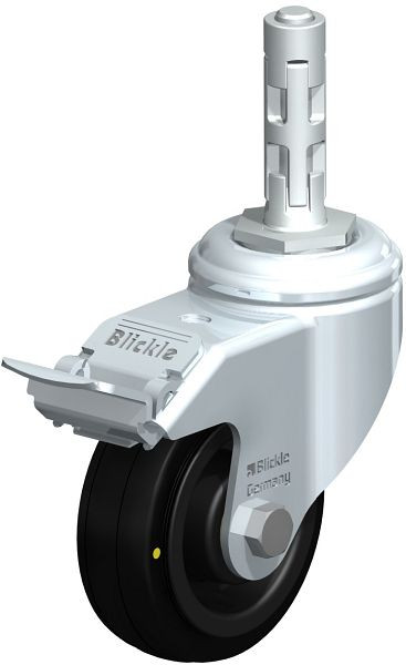 Blickle LKRA-VPA 80K-11-FI-EL-E11 Apparate-Lenkrolle mit Expander & Feststeller, Vollgummi, Schwarz, 750909