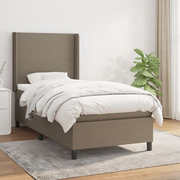 vidaXL Boxspringbett mit Matratze Taupe 90x190 cm Stoff, 3131237