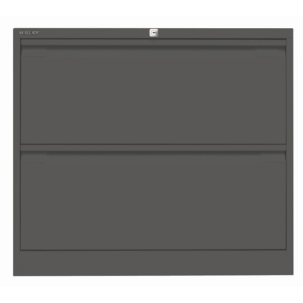 Bisley Hängeregistraturschrank, doppelbahnig, 2 HR-Schubladen, 634 anthrazitgrau, DF2634