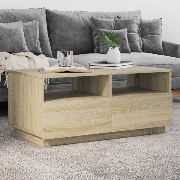 vidaXL Couchtisch mit LED-Leuchten Sonoma-Eiche 90x49x40 cm, 839835