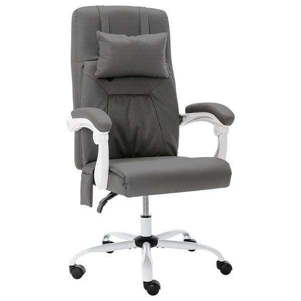 vidaXL Massage-Bürostuhl Grau Kunstleder, Material: Kunstleder (40% Polyester, 35% PU, 15% PVC, 10% Baumwolle), Metall, 20313