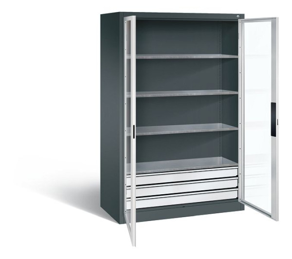 C+P Werkzeugschrank Acurado, H1950xB1200xT600mm, Farbe: Anthrazitgrau / Lichtgrau, Muldengriff, 8932-5532 S10002