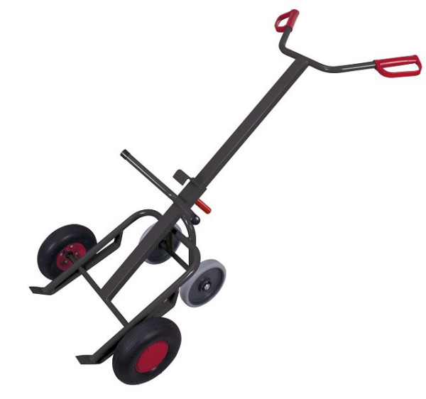 VARIOfit Fasskarre mit 2 Stützrädern, Außenmaße: 735 x 1.430 x 870 mm, RAL 7016 anthrazitgrau, Radsatz: Luftbereifung, zu-3342/AG