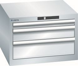 LISTA Schubladenschrank 27x27E (BxTxH) 564x572x383mm KEY Lock, Lichtgrau, 3 Schubladen, 78.469.020