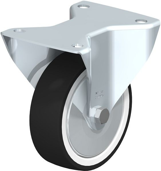 Blickle BK-POTH 125R-3-FA Stahlblech-Bockrolle, schwere Ausführung, mit Anschraubplatte, Thermoplastisches Polyurethan, Grau, 302687