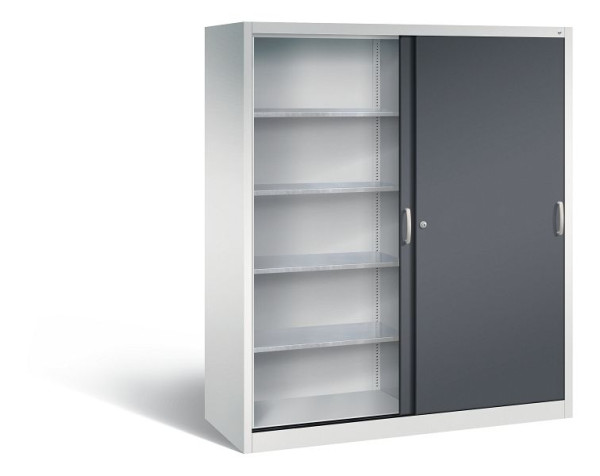 C+P Schiebetürenschrank Acurado, H1950xB1600xT600mm, Farbe: Lichtgrau / Schwarzgrau, Bügelgriff, 2169-00 S10105