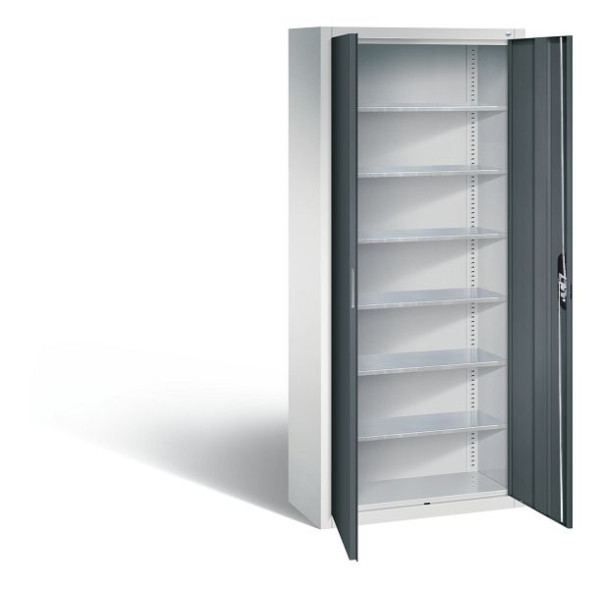 C+P Magazinschrank Serie 13, H1690xB700xT300mm, Farbe: Lichtgrau / Anthrazitgrau, Muldengriff, 133413-20 S10189