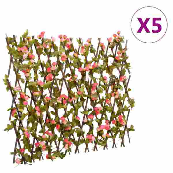 vidaXL Rankgitter mit Künstlichem Efeu 5 Stück Erweiterbar 180x60 cm, 366579