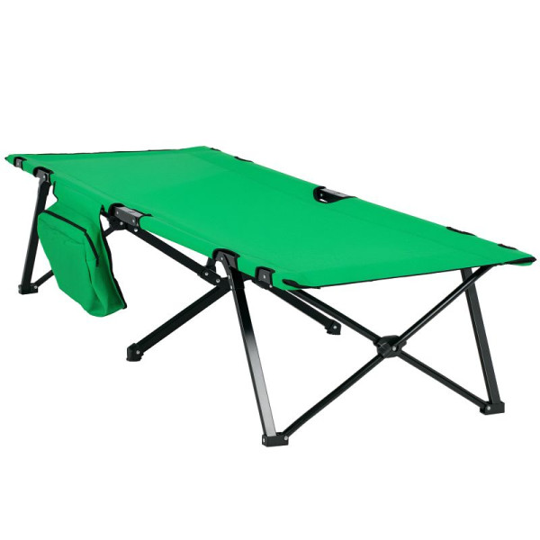 Outsunny Campingbett Feldbett Klappbett klappbar mit Seitentasche Getränkehalter bis 136 kg belastbar Stahl Oxford Grün+Schwarz 190 x 65 x 40 cm, A20-194