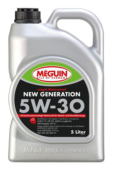 Meguin megol Motorenöl New Generation SAE 5W-30, Kanister Kunststoff, VE: 5 Liter, 6513