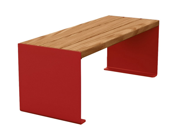 Procity Sitzbank Kube, 1200 mm, Stahl & Holz Ohne Rückenlehne, helle Eiche/RAL 3004, 306390.3004.CHEC