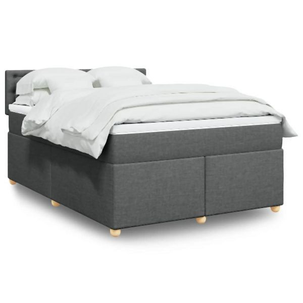 vidaXL Boxspringbett mit Matratze Dunkelgrau 140x190 cm Stoff, 3286690