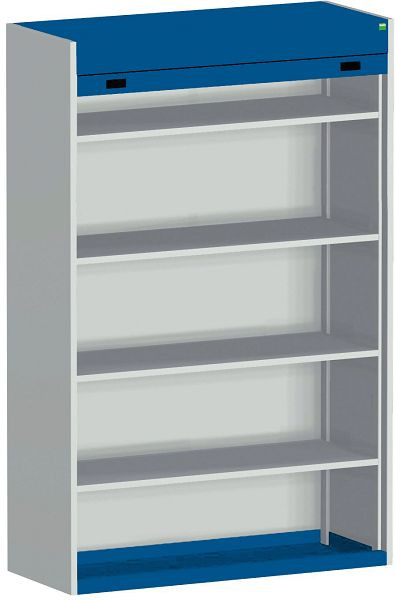 bott cubio Rollladenschrank bestückt mit 4 Fachböden BxTxH: 1300 x 650 x 2000 mm, RAL 7035/5010, 40201013.11V