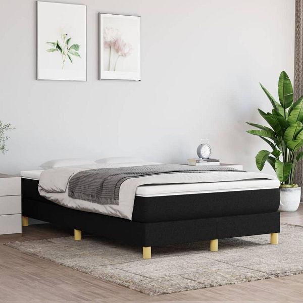 vidaXL Boxspringbett mit Matratze Schwarz 120x200 cm Stoff, 3144161