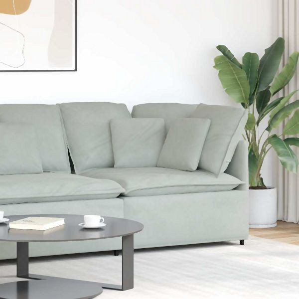 vidaXL Modulares Sofa Eckmodul mit Kissen Hellgrau 100 cm, 4104459
