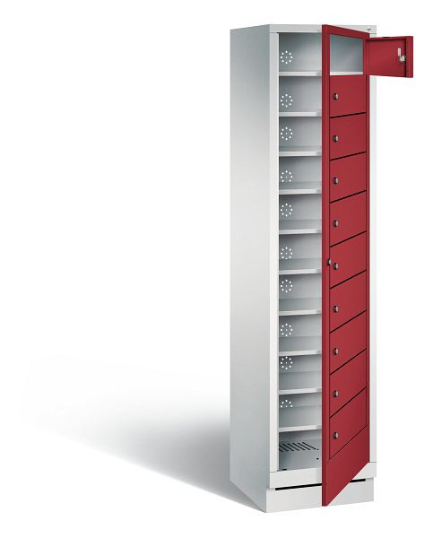 C+P Wäsche-Ausgabeschrank Evolo, H1800xB420xT500mm, Farbe: Lichtgrau / Rubinrot, 48160-110 S10001