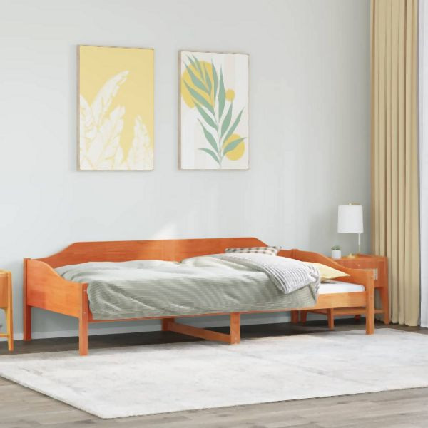 vidaXL Massivholzbett ohne Matratze Wachsbraun 90x190 cm Kiefernholz, 850919