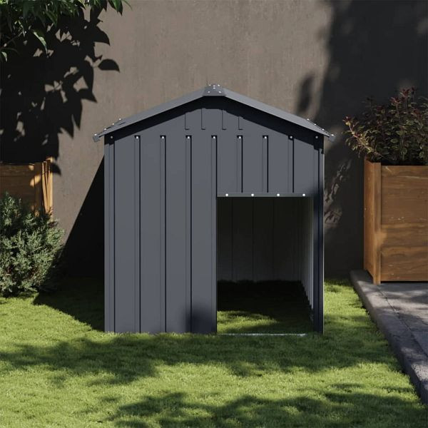 vidaXL Hundehütte mit Dach Anthrazit 117x153x123cm Verzinkter Stahl, 172348
