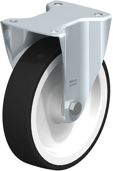 Blickle B-POTH 200R Stahlblech-Bockrolle, mittelschwere Ausführung, mit Anschraubplatte, Thermoplastisches Polyurethan, Grau, 44677