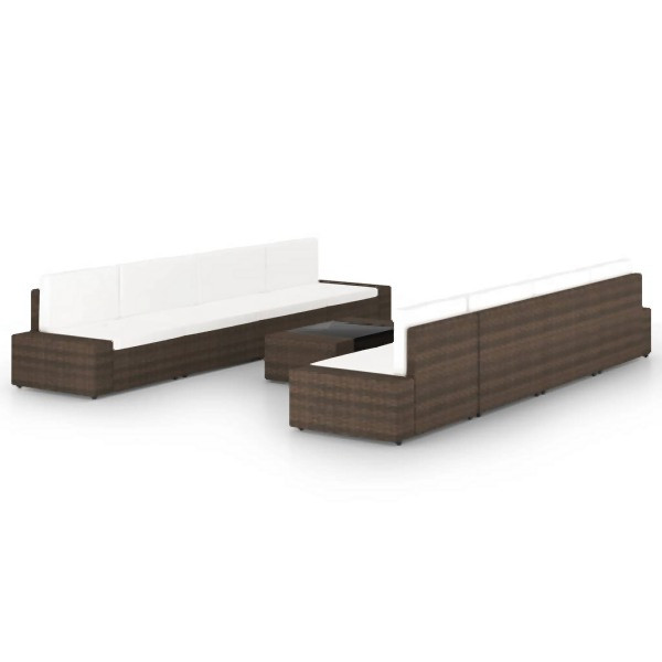 vidaXL 9-tlg. Garten-Lounge-Set mit Kissen Braun Poly Rattan, 3067157