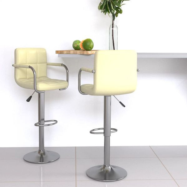 vidaXL Barhocker 2 Stück Creme Kunstleder, 334597, 8720286529775