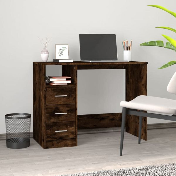 vidaXL Schreibtisch mit Schubladen Räuchereiche 102x50x76 cm, 823037