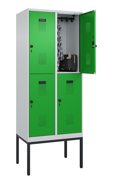 C+P Doppelstock-Spind Evolo PLUS, Gestell, 4 Fächer, 2120x800x500mm, 7035/6037, Drehriegel, 0493307-22 S10011
