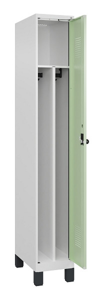 C+P Spind Evolo PLUS, mit Füßen, 1 Abteil, 1950x300x500mm, 9016/6019, Verschluss Drehriegel, 049010-10F S10019