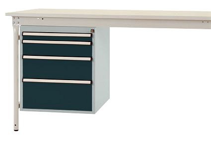 Manuflex Gehäuse-Unterbau stationär, Nutzhöhe 500 mm mit 4 Schubfächer, für Tischtiefe 800 mm, Anthrazit, ZB4752.7016
