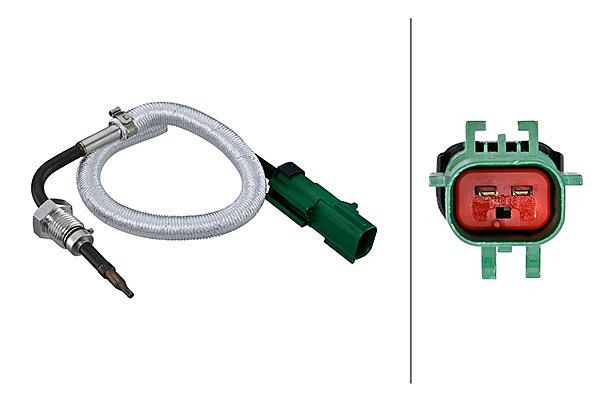 HELLA Sensor, Abgastemperatur, 2-polig, geschraubt, Kabel: 300mm, 6PT 010 376-541