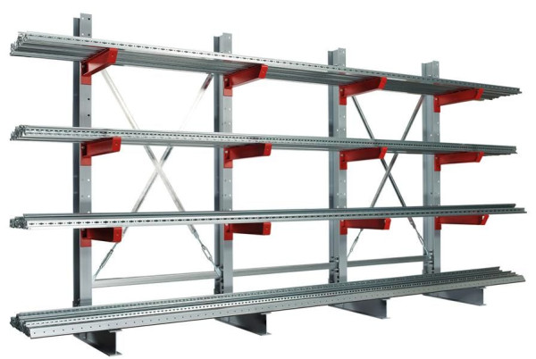 Schulte K 6000 Kragarmständer, doppelseitig 2500 x 750 mm, IPE 180, Maximallast 4200 kg, RAL 7001, 28295