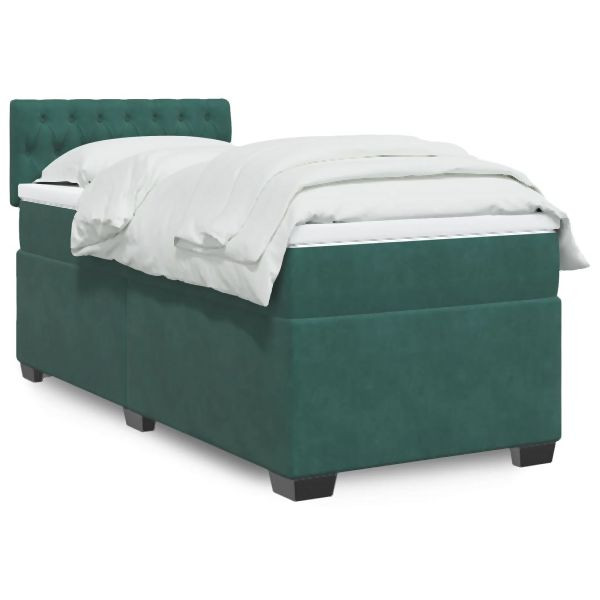 vidaXL Boxspringbett mit Matratze Dunkelgrün 80x200 cm Samt, 3286171