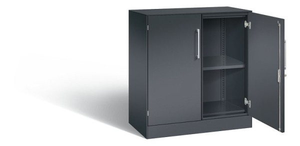 C+P Sideboard mit Flügeltüren Asisto, H915xB800xT435mm, Farbe: Schwarzgrau, Bügelgriff, 2 OH, 141053-000 S10202