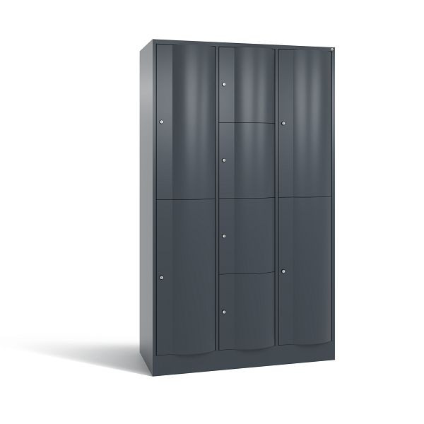 C+P Schließfachschrank Resisto, 8 Fächer, H1950xB1148xT540 mm, Anthrazit, 8070-3722 S10046