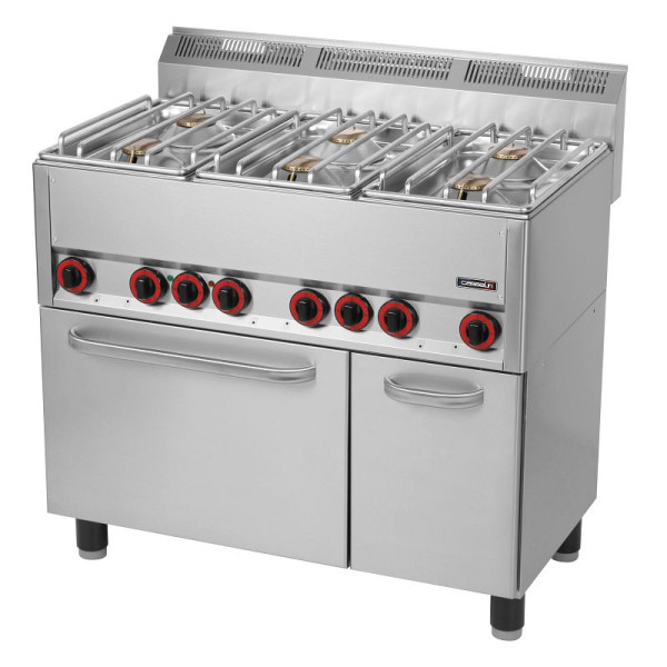 Casselin Gasherd mit 6 Kochstellen und belüftetem Elektrobackofen GN 1/1 99 - Linie 600, C6FOG6FFEV99