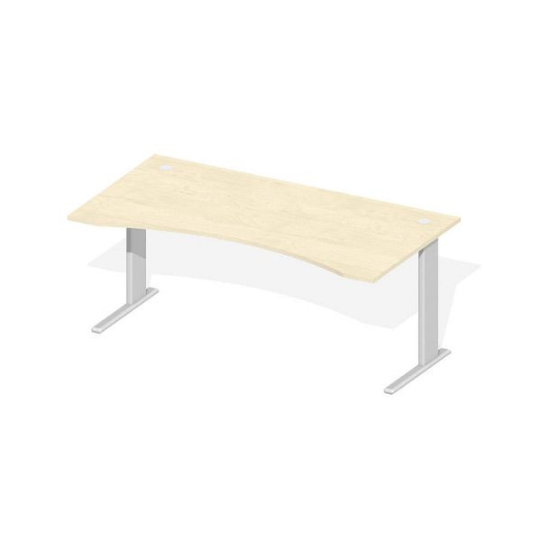 Deskin Schreibtisch Basic M MULTI M, Ahorndekor, Gestell Alusilber, B 1800 x T 950/800/950 x H 740 mm, 220224