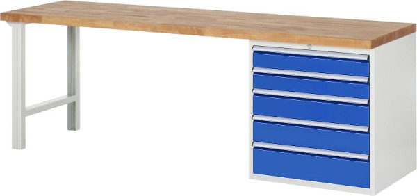 RAU Werkbank Serie 7000 - Modell 7613, B2500 x T700 x H840 mm, Systemunterbau B2500 x T650 x H800 mm, 03-7613A1-257B4S.11