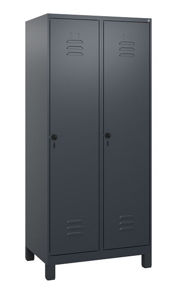 C+P Umkleidespind Classic PLUS, Füße, 2 Abteile, 1800x800x500mm, 7016/7016, Drehriegel, 0800107-22 S10012